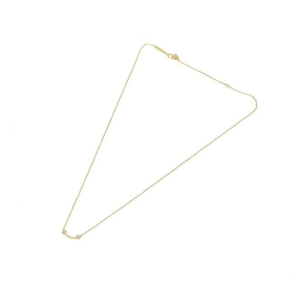 TIFFANY&Co. K18YG T Smile Mini Diamond Necklace K18 Yellow Gold Gold - Picture 1 of 8
